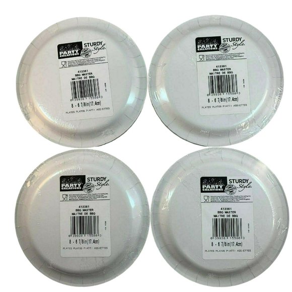 Grill Master Barbecue Party Paper Dessert Plates 6 7/8" 8 Ct Pkgs Lot of 4 USA - Picture 3 of 9